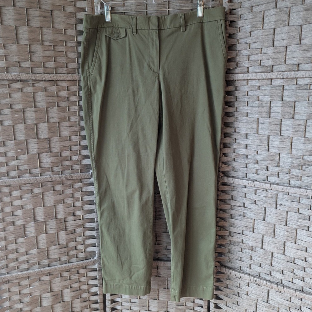 Talbots‎ Olive Green Pants Trousers Cotton Blend Chinos 12P Office Staple Preppy